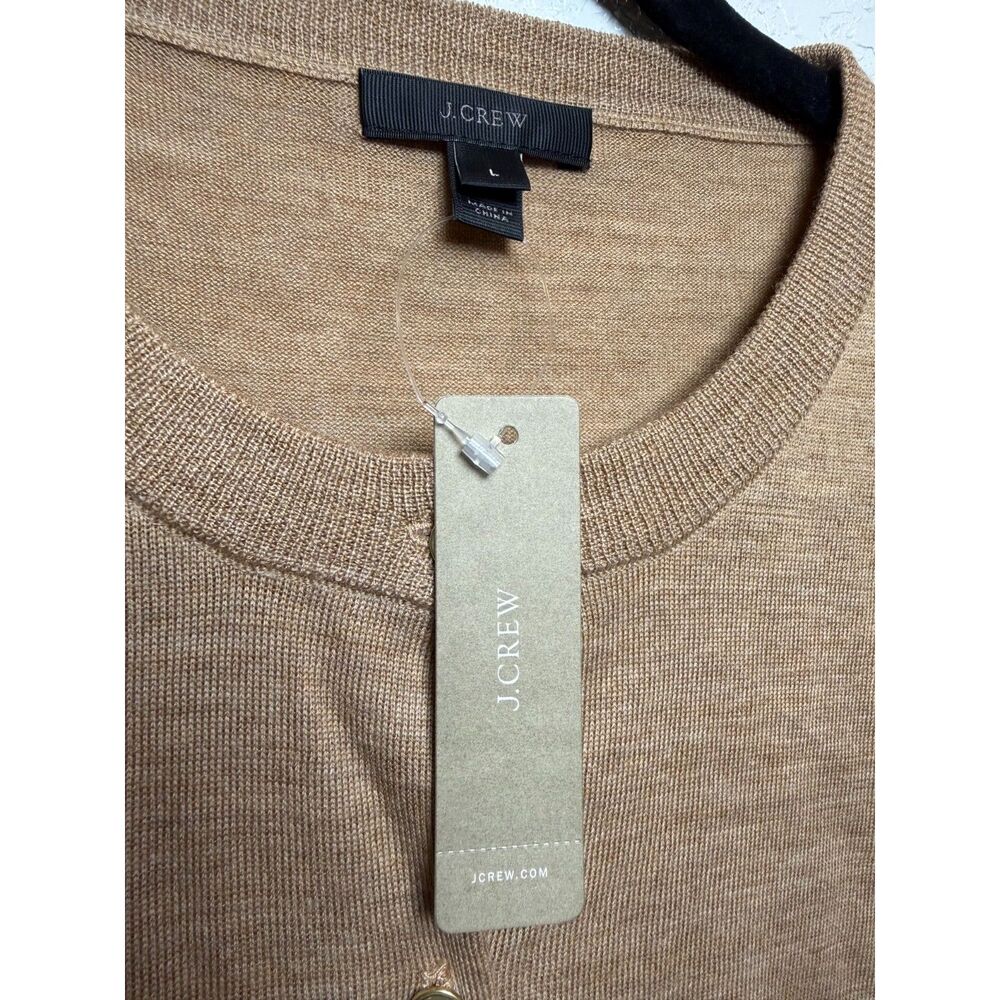 J.Crew Merino Wool Jackie Cardigan Sweater Camel Tan Gold Buttons L NWT - Picture 5 of 14